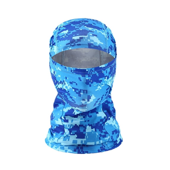 CUZIBR Mens Hats Outdoor Cycling Headgear Camouflage Print Color Block Balaklava Hat Breathable Sun Uv Protection Ice Silk Cycling Motorcycling Running Climbing Full Head Cover Caps,Blue,One Size