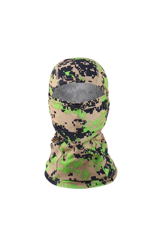 Mens Hats Outdoor Cycling Headgear Camouflage Print Color Block Balaklava Hat Breathable Sun Uv Protection Ice Silk Cycling Motorcycling Running Climbing Full Head Cover Caps,Green,One Size