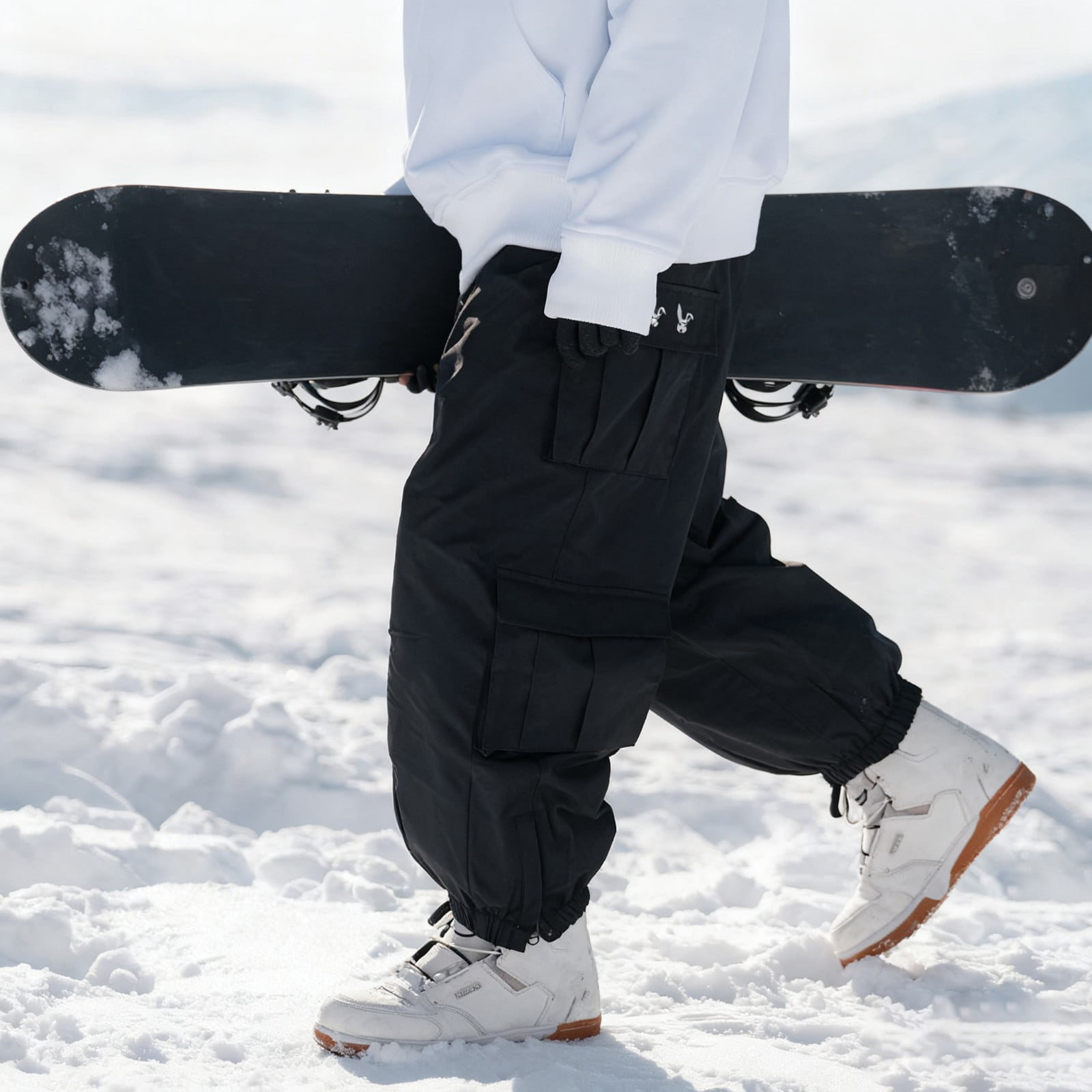 CUZIBR Mens Snow Pants Cargo Ski Waterproof Thick Lined High Waist ...