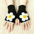 thumbnail image 1 of CUZIBR Mittens For Women Cute Cartton Flower Embroidery Knitted Mittens Fingerless Cozy Warm Fuzzy Lined Glove For Cycling Running Outdoor Activities, 1 of 4