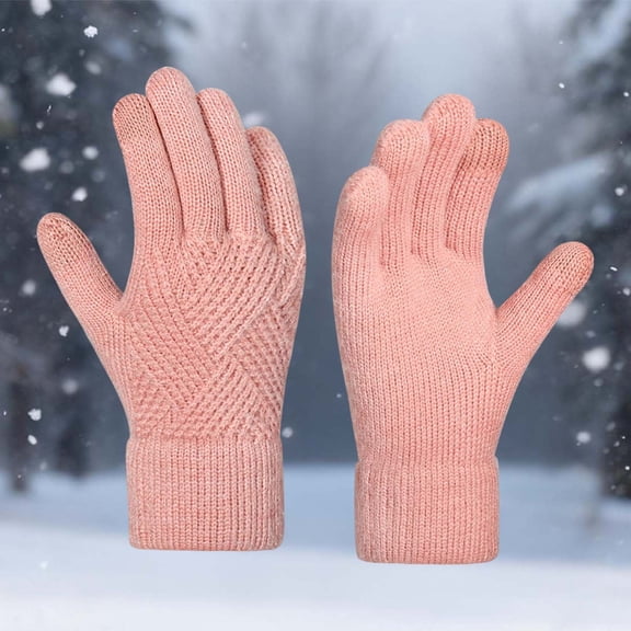 CUZIBR Mittens For Women Thermal Plush Lined Thermal Knitted Mittens Touchscreen Thick Soft Cozy Solid Color For Cycling Running Outdoor Activities