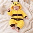 thumbnail image 1 of CUZIBR Bee Boy Girl Fuzzy Onesie Halloween Animal Romper Jumpsuit Hooded Zip Up Long Sleeve Cute Dress-up Party Clothes,Yellow,0-1 Months, 1 of 8