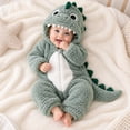 thumbnail image 1 of CUZIBR Dinosaur Boy Girl Halloween Onesie Animal Romper Jumpsuit Hooded Zip Up Long Sleeve Funny Dress-up Party Clothes,Green,1-3 Months, 1 of 7