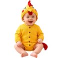 thumbnail image 1 of CUZIBR Halloween Boy Girl Chick Onesie With Hood Animal Romper Bodysuit Crew Neck Long Sleeve Lovely Cosplay Party Clothes,Yellow,3-6 Months, 1 of 9