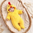 thumbnail image 1 of CUZIBR Halloween Boy Girl Fuzzy Chick Onesie Animal Romper Jumpsuit Hooded Zip Up Long Sleeve Soft Cosplay Party Clothes,Yellow,1-3 Months, 1 of 8