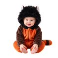 thumbnail image 1 of CUZIBR Newborn Halloween Costumes Boy Girl Fuzzy Onesie Animal Romper Jumpsuit Hooded Zip Up Long Sleeve Soft Cosplay Party Clothes,Orange,6-9 Months, 1 of 8