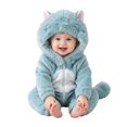 thumbnail image 1 of CUZIBR Halloween For Boys Girls Fuzzy Onesie Animal Romper Jumpsuit Hooded Zip Up Long Sleeve Cute Dress-up Party Clothes,Light Blue,3-6 Months, 1 of 9