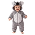 thumbnail image 1 of CUZIBR Halloween Girl Boy Fuzzy Onesie Animal Romper Jumpsuit Hooded Zip Up Long Sleeve Eye-Catching Trick or Treat Clothes,Grey,0-1 Months, 1 of 9