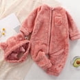 thumbnail image 1 of CUZIBR Newborn Onesies Girl Boy Fuzzy Long Sleeve Romper With Bear Hat Set Footed Zip Up Crew Neck Jumpsuit Cozy Homewear,Pink,3-6 Months, 1 of 7