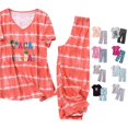 thumbnail image 1 of CUZIBR Pajamas For Women Set Cartoon Animal Print Round Neck Short Sleeve Top Matching Capri Pants Two Piece Sleepwear Set,Orange, 1 of 3