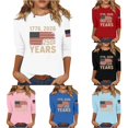 thumbnail image 1 of CUZIBR Patriotic Graphic T Shirt For Women 4Th Of July Long Sleeve Crewneck Holiday Casual Comfortable Tee Summer Fall Basic Layering 250 Years Celebration Anniversary Shirts Top,White,S, 1 of 4