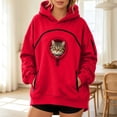 thumbnail image 1 of CUZIBR Pet Hoodie Carrier For Cat Women Oversized Sweatshirt Hooded Long Sleeve Cute Fall Winter Pullover,Red,S, 1 of 3