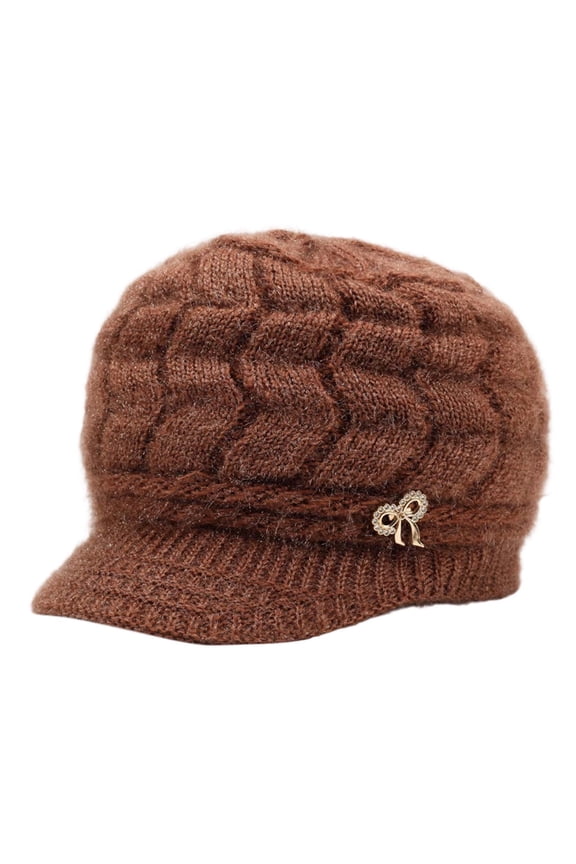 Scarf Hat Set Solid Color Classic Knit Skull Cap With Foldable Brim Thickened Thermal Ear Warmer Windproof Knitted Hat,Coffee,One Size