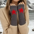 thumbnail image 1 of CUZIBR Ski Gloves Star Print Knit Fingerless Gloves Oversleeve Touchscreen Mittens Cute Warm Dailywear For Cycling Running Outdoor Activities, 1 of 4