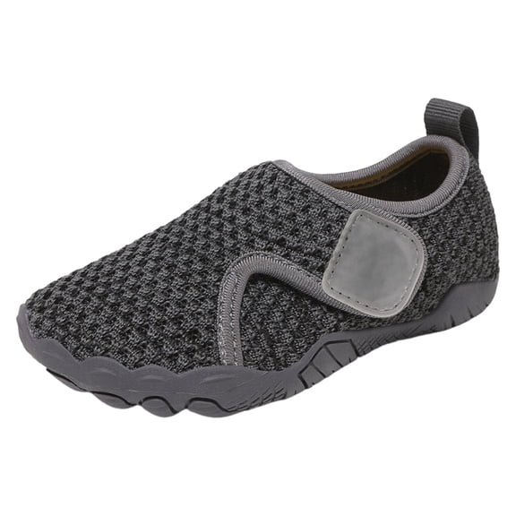 CUZIBR Slip On Sneakers Slip On Breathable Solid Color Hook And Loop Sports Sneakers Casual School Running Sneaker Barefoot Walking Shoes Running Outdoor Activities,Grey,5.5-6 Years