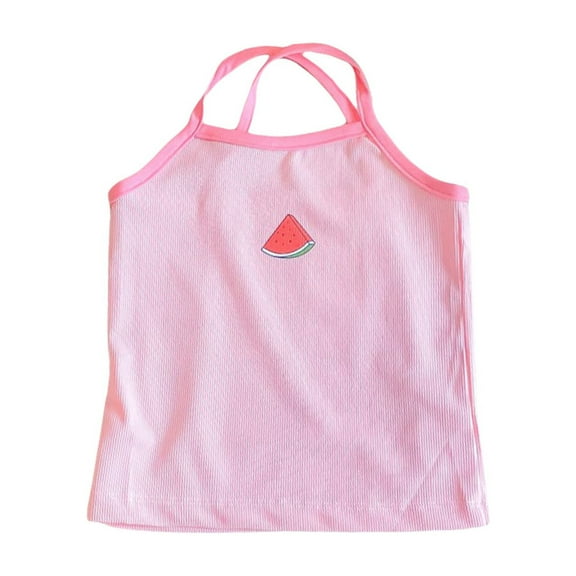 CUZIBR Smmer Toddler Girls Cute Cartoon Print Camisole Tops Daily Wear Vacation Beach Children Undershirt Cozy Dailywear For Child