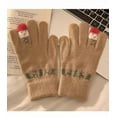 thumbnail image 1 of CUZIBR Snow Gloves Festive Knitted Touchscreen Mittens Cute Cartoon Pattern Textured Soft Warm For Cold Weather, 1 of 3