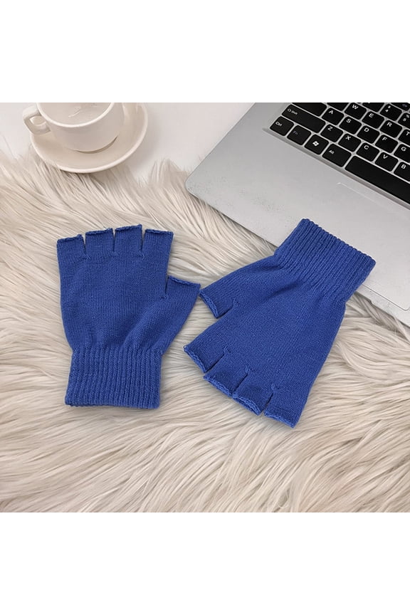 Snow Gloves Fuzzy Thermal Knitted Thermal Fingerless Mittens Solid Color Hand Warmers Working Cozy Glove For Cold Weather