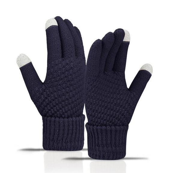 CUZIBR Snow Gloves Knitted Wool Warm Gloves Solid Color Fuzzy Thick Thermal Windbreaker Mitten For Cold Weather