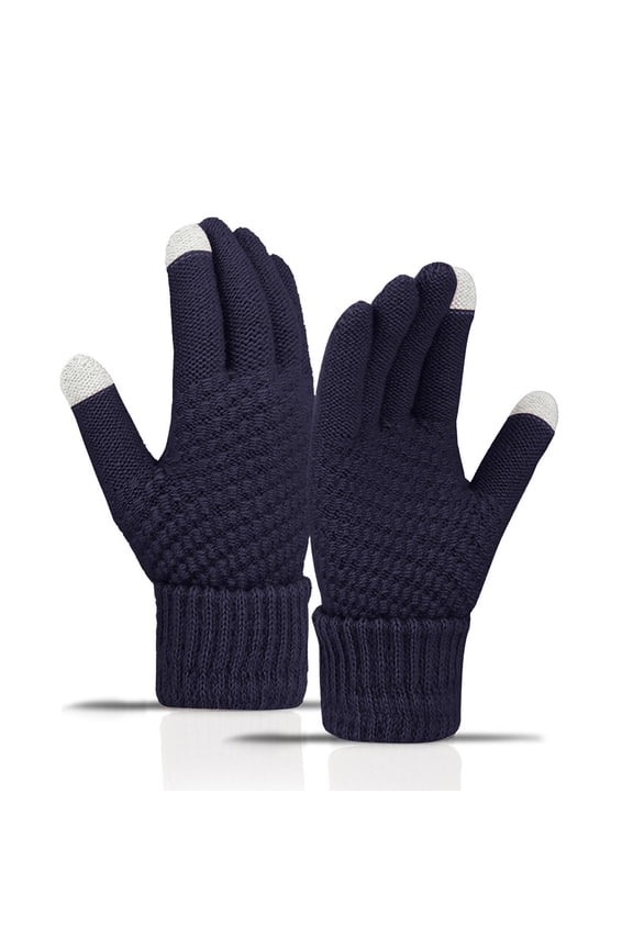 Snow Gloves Knitted Wool Warm Gloves Solid Color Fuzzy Thick Thermal Windbreaker Mitten For Cold Weather
