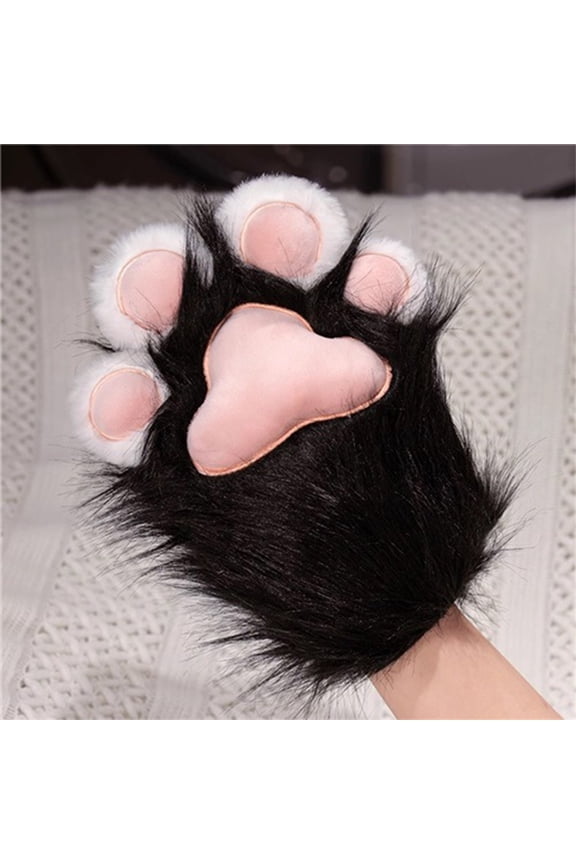 Snow Gloves Women Cute Cat Plush Gloves Adorable Animal Mitten Thick Fuzzy Lined Soft Cozy For Running Driving Hiking