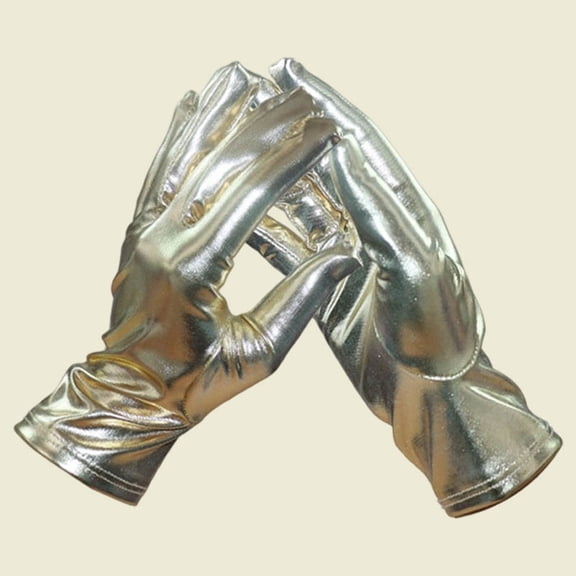 CUZIBR Snow Gloves Women Elegant Formal Evening Party Dress Gloves Leather Motorcycle Windbreaker Opera Performance Stage Stretch Shiny Mittens For Running Driving Hiking