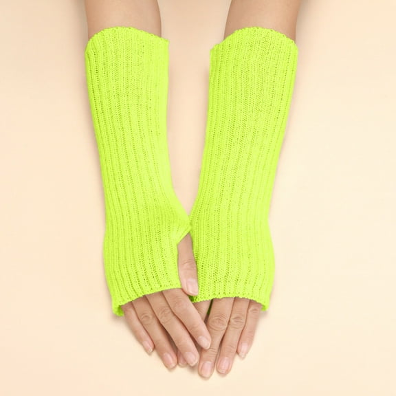 CUZIBR Snow Gloves Women Solid Cotton Knitted Long Hand Fashion Mitten Arm Fingerless Stylish Wrist Gloves For Running Driving Hiking