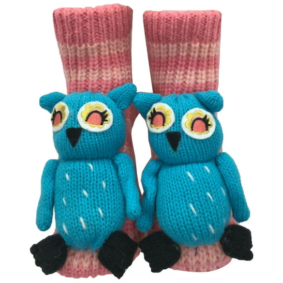 CUZIBR Socks For Women Cute Cartoon Animal Pattern Crew Socks Fuzzy Lined Cozy Slipper Socks Winter Warm Casual Breathable Socks,Pink,One Size