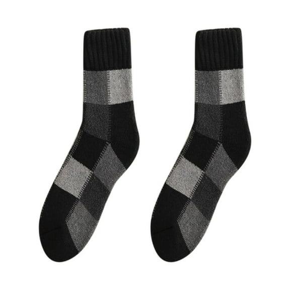 CUZIBR Socks For Women Plaid Vintage Thick Warm Wool Crew Socks Fashion Winter Unisex Soft Stocking Breathable Lightweight Footwear,E,One Size