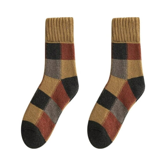 CUZIBR Socks For Women Plaid Vintage Thick Warm Wool Crew Socks Fashion Winter Unisex Soft Stocking Comfy Dailywear,B,One Size