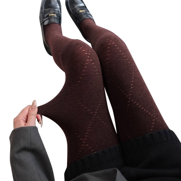 CUZIBR Socks For Women Thermal Winter Tights High Elasticity Slim Leggings High Waist Pantyhose Reinforced Stocking Fuzzy Socks,Coffee,One Size