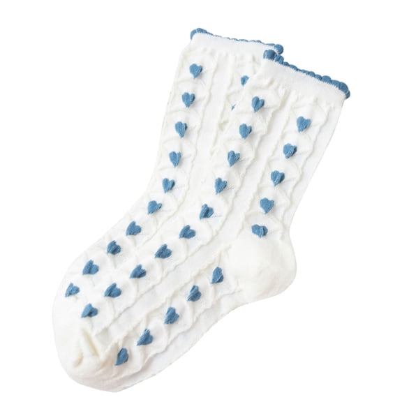 CUZIBR Socks For Women Winter Fashion Warm Flower Print Crew Socks Soft Cozy Leisure Sweat Absorbing Stocking Fuzzy Socks,Blue,One Size