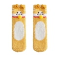 thumbnail image 1 of CUZIBR Socks For Women Winter Fuzzy Crew Socks Cute Cat Print Thickened Plush Warm Stockings Sleeping Homewear Comfy Dailywear,Yellow,One Size, 1 of 3