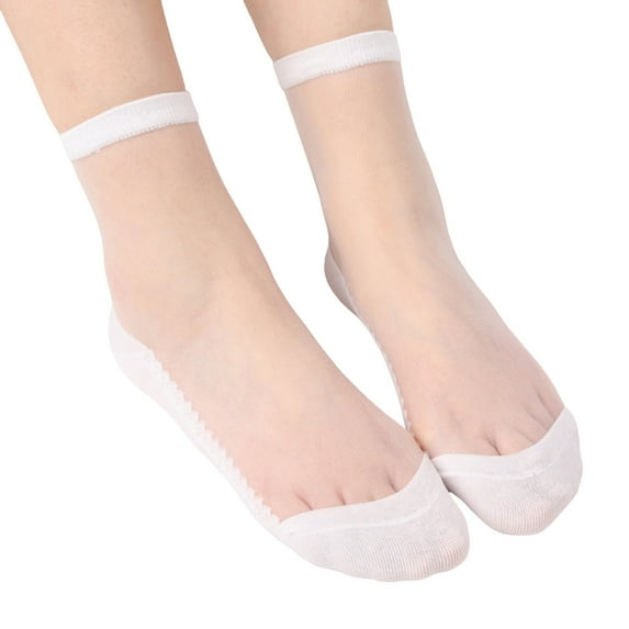 CUZIBR Socks For Women Women'S Short Socks Thin Transparent Solid Color Basic Stockings Ankle Stylish Breathable Lightweight Footwear,White,One Size