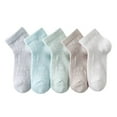 thumbnail image 1 of CUZIBR Socks For Girls 5 Pairs Ruffle Breathable Short Ankle Socks Solid Color Low Cut Half Cushion Low Rise Lace Mesh Sock Soft Comfy Dailywear,Sky Blue,1-3 Years, 1 of 9