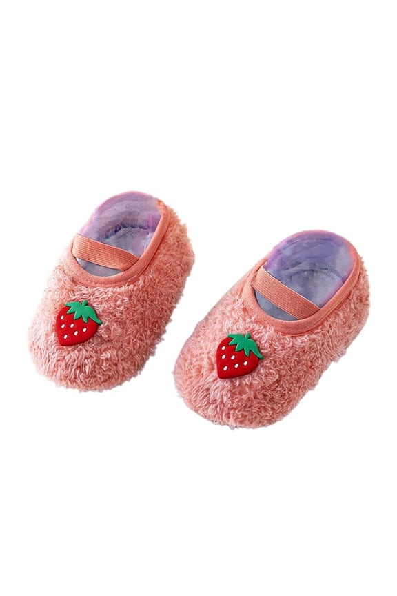 Socks For Girls Mary Jane Slipper Socks Fuzzy Winter Thick Warm Non- Cute Cartoon Pattern Floor Socks Soft Stylish Comfy Dailywear,Red,4 -10 Months