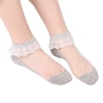 thumbnail image 1 of CUZIBR Socks For Women Ballet Dress Ankle Socks Lace Ruffles Solid Short Stockings Splice Transparent Boat Socks Breathable Lightweight Footwear,Grey,One Size, 1 of 5