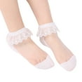 thumbnail image 1 of CUZIBR Socks For Women Ballet Dress Ankle Socks Lace Ruffles Solid Short Stockings Splice Transparent Boat Socks Breathable Lightweight Footwear,White,One Size, 1 of 4
