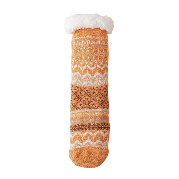 CUZIBR Socks For Women Cute Puppy Animal Graphic Striped Print Fuzzy Thickened Crew Socks Winter Thermal Sleeping Slipper Socks Fuzzy Socks,Orange,One Size