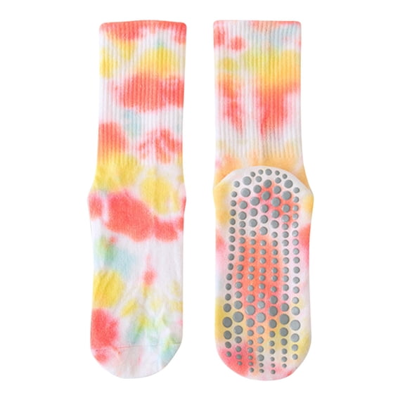 CUZIBR Socks For Women Tie Dye Yoga Pilates Grip Socks Women'S Fashion Casual Athletic Sports Crew Socks For Workout Gym And Casual Wear Breathable Lightweight Footwear,Pink,One Size