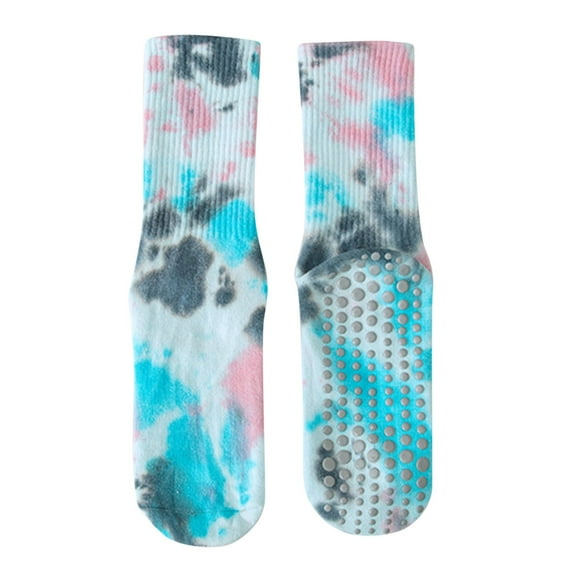 CUZIBR Socks For Women Tie Dye Yoga Pilates Grip Socks Women'S Fashion Casual Athletic Sports Crew Socks For Workout Gym And Casual Wear Comfy Dailywear,Blue,One Size
