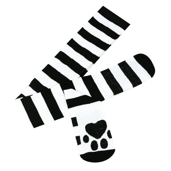 CUZIBR Socks For Women Vintage Striped Leg Warmers Bohemian Pattern Stocking Thighs Over The Knee Thick Leggings Fashion Soft Stretch Boots Ocks Breathable Lightweight Footwear,Black,One Size