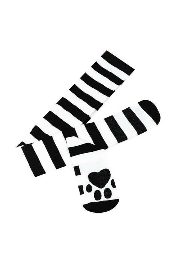 Socks For Women Vintage Striped Leg Warmers Bohemian Pattern Stocking Thighs Over The Knee Thick Leggings Fashion Soft Stretch Boots Ocks Breathable Lightweight Footwear,Black,One Size