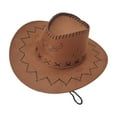 thumbnail image 1 of CUZIBR Stylish Kids Cowboy Hat Solid Color Gemstone Boater Cap Wide Brim For Children Boys Girls Western Cowgirls Denim Cap,Khaki,10-17 Years, 1 of 5