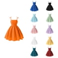 thumbnail image 1 of CUZIBR Summer Dresses For Girls Cute Bow Spaghetti Strap Solid Color Ruched Square Collar Back Smocked High Waist Ruffles Tiered Layered A-Line Dress Holiday Beach Outfits,Orange-A,9-10 Years, 1 of 5
