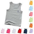 thumbnail image 1 of CUZIBR Summer Kids Baby Boys Sleeveless Tank Top Cute Embroidered Puppy Solid Color Crewneck Breathable Casual Tee Top Basic Layered Running Athletic Cozy Beach Shirts,Grey,7-8 Years, 1 of 4