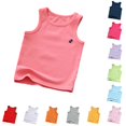 thumbnail image 1 of CUZIBR Summer Kids Baby Boys Sleeveless Tank Top Cute Embroidered Puppy Solid Color Crewneck Breathable Casual Tee Top Basic Layered Running Athletic Cozy Beach Shirts,Watermelon Red,2-3 Years, 1 of 4