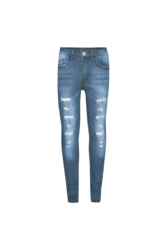 Sweatpants For Boys Teens Vintage Tight Ripped Jeans Fashion Washed Slim Fit High Waist Zip Up Denim Trousers Casual Athletic Clothes,Light blue,13 Years