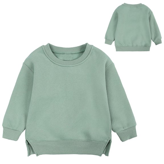 CUZIBR Sweatshirts For Girls Striped Long Sleeve Tunic Solid T-Shirt Loose Leisure Sweatshirt Crewneck Pullover Blouse Fashion Soft Fall Clothes,Green,6-9 Months