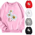 thumbnail image 1 of CUZIBR Girls Crewneck Sweatshirt Flower Graphic Pullover Long Sleeve Comfort Outdoor Tops,Pink,13-14 Years, 1 of 3